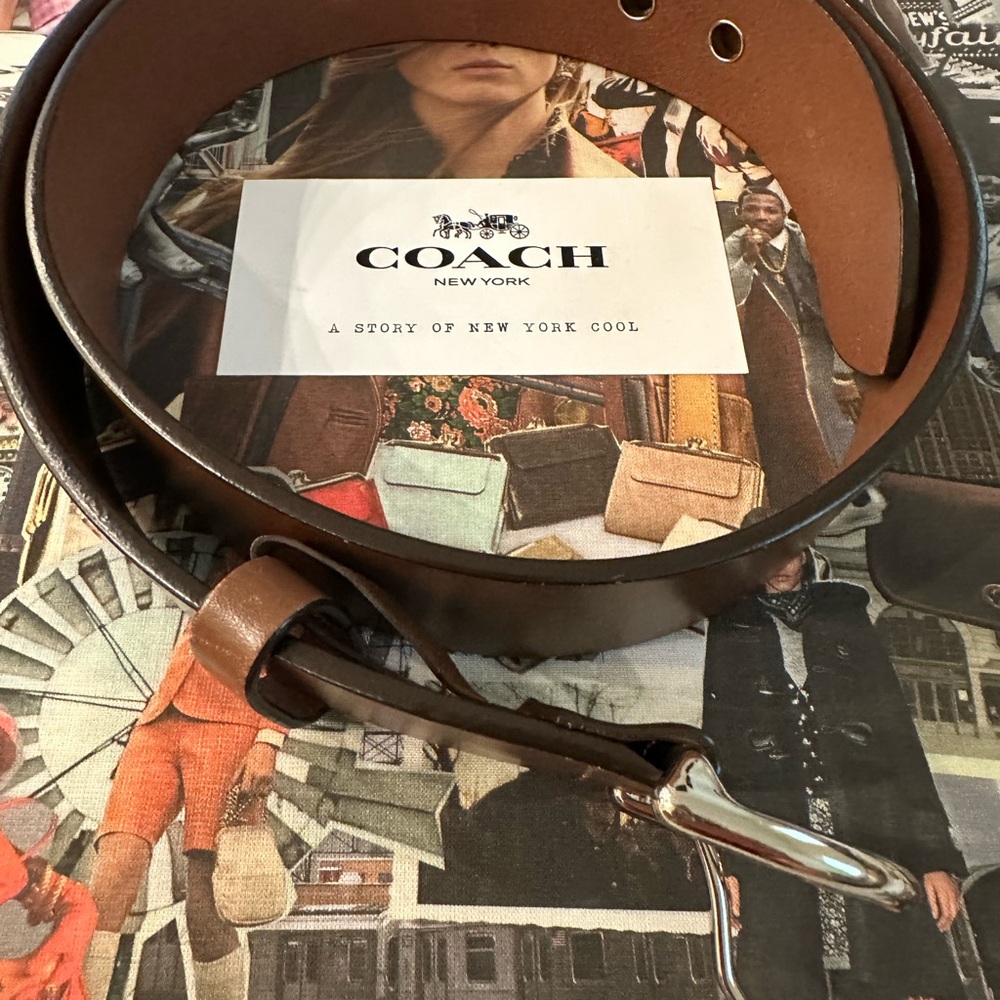 Coach Brown Belt with Silver Accents